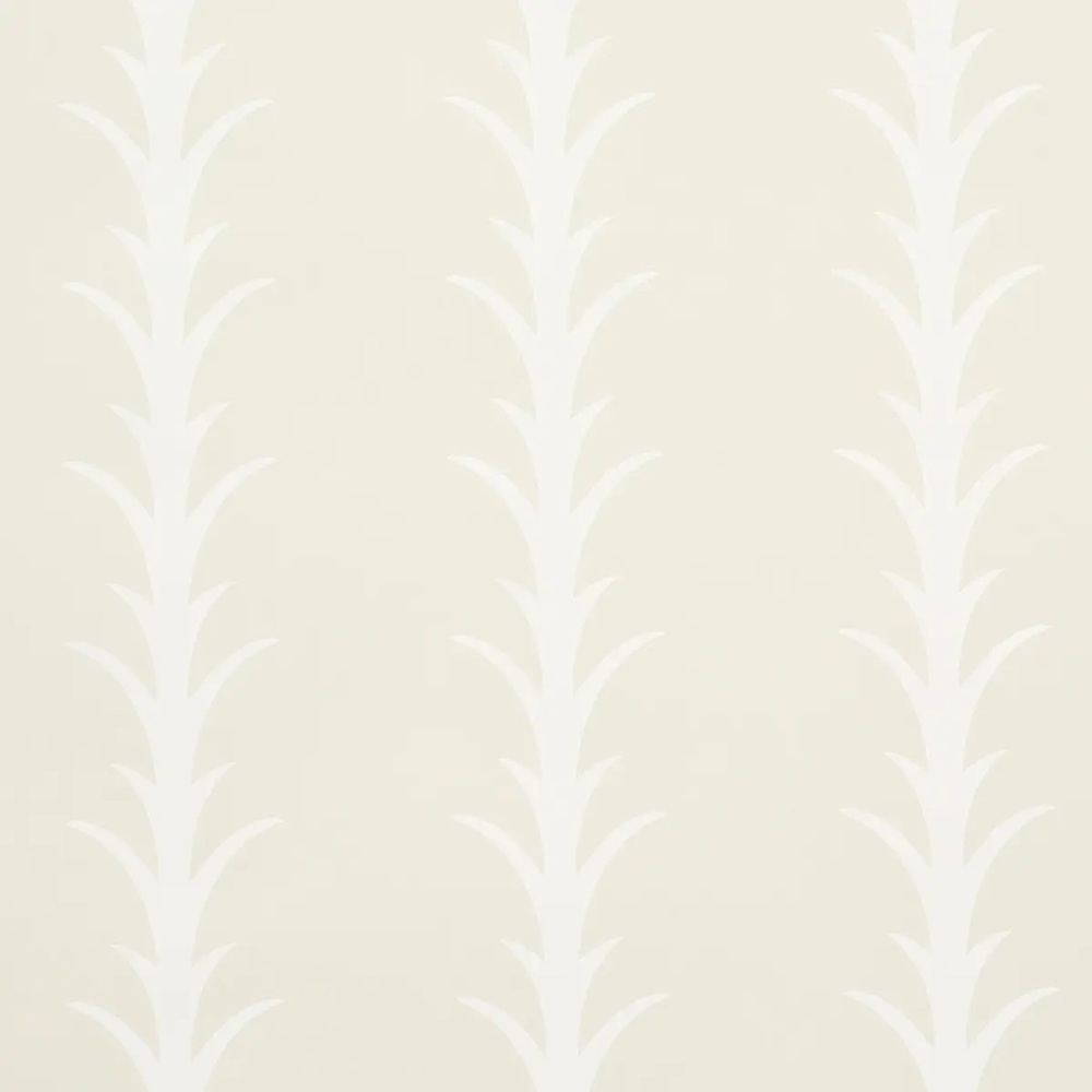 Schumacher Acanthus Stripe Wallpaper- Ivory On Neutral-5014771